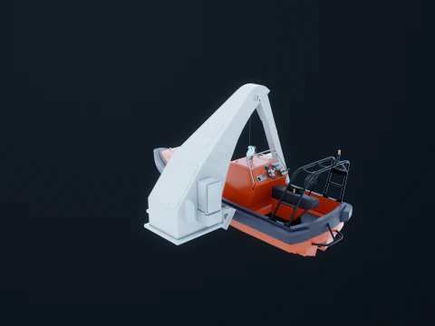 Barca di salvataggio con gru a gru Modello 3D