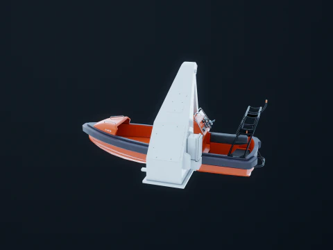 Barca di salvataggio con gru a gru Modello 3D