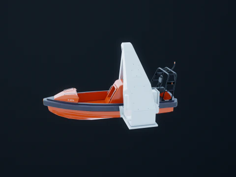 Barca di salvataggio con gru a gru Modello 3D