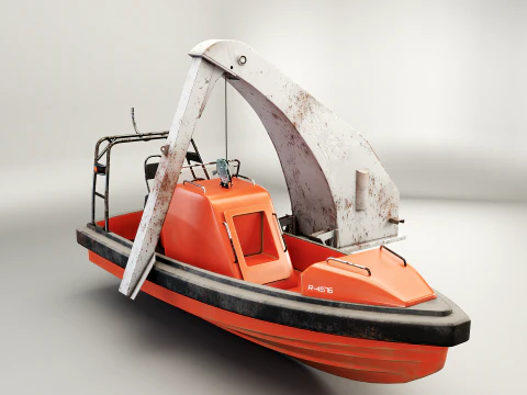 डेविट क्रेन के साथ बचाव नाव 3D मॉडल