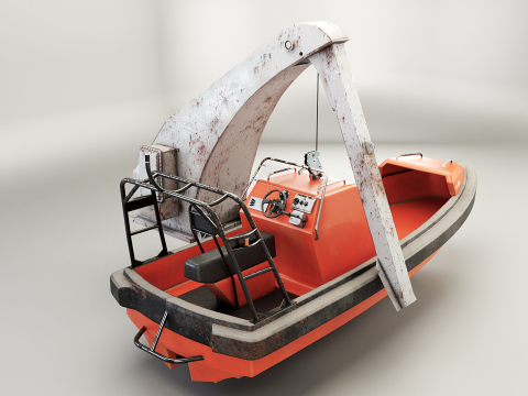 Barca di salvataggio con gru a gru Modello 3D