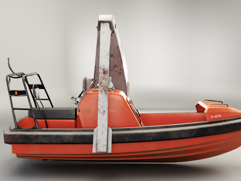Barca di salvataggio con gru a gru Modello 3D