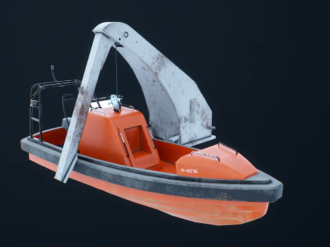 डेविट क्रेन के साथ बचाव नाव 3D मॉडल