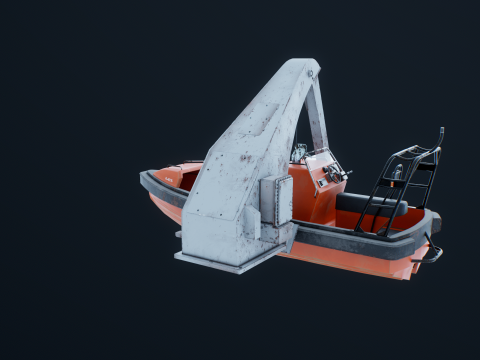 Barca di salvataggio con gru a gru Modello 3D