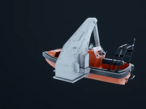 डेविट क्रेन के साथ बचाव नाव 3D मॉडल