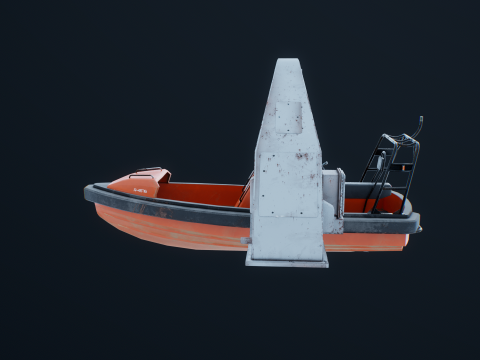 Barca di salvataggio con gru a gru Modello 3D