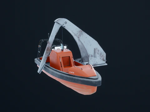 डेविट क्रेन के साथ बचाव नाव 3D मॉडल