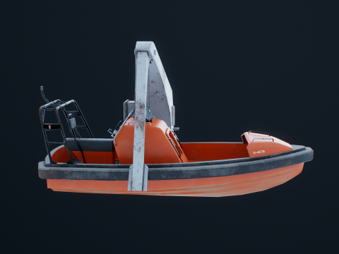 Barca di salvataggio con gru a gru Modello 3D