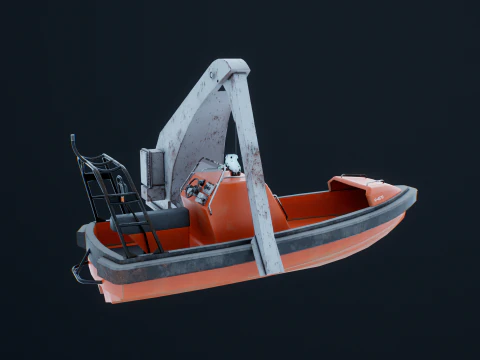 डेविट क्रेन के साथ बचाव नाव 3D मॉडल