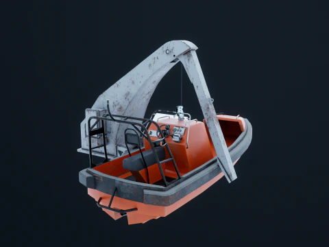 डेविट क्रेन के साथ बचाव नाव 3D मॉडल