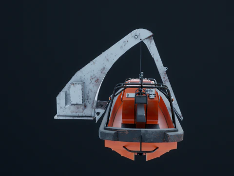 डेविट क्रेन के साथ बचाव नाव 3D मॉडल