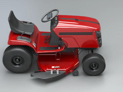 Ride-On Lawn Mower Realistic Garden Tractor PBR Textures 3D Model