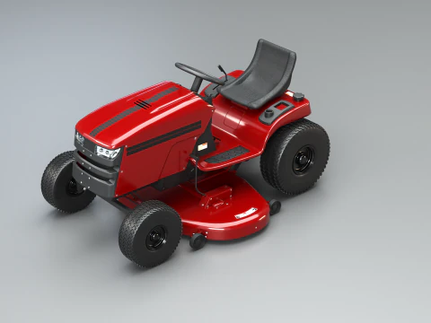 Ride-On Lawn Mower Realistic Garden Tractor PBR Textures 3D Model