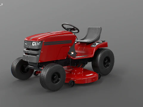 Ride-On Lawn Mower Realistic Garden Tractor PBR Textures 3D Model