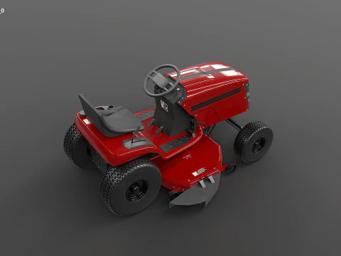 Ride-On Lawn Mower Realistic Garden Tractor PBR Textures 3D Model