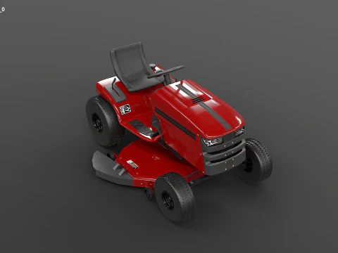 Ride-On Lawn Mower Realistic Garden Tractor PBR Textures 3D Model
