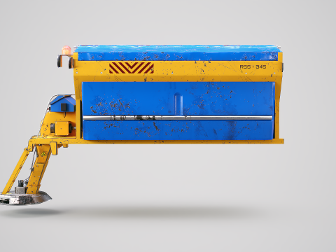 Modelo enferrujado de espalhador de sal rodovi&aacute;rio - equipamento de remo&ccedil;&atilde;o de neve de inverno para caminh&otilde;es Modelo 3D