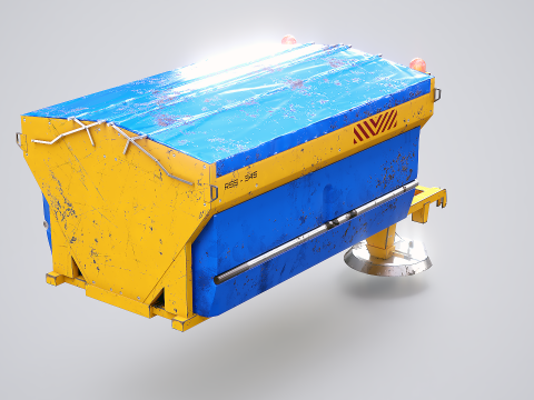 Modelo enferrujado de espalhador de sal rodovi&aacute;rio - equipamento de remo&ccedil;&atilde;o de neve de inverno para caminh&otilde;es Modelo 3D