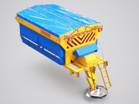 Modelo enferrujado de espalhador de sal rodovi&aacute;rio - equipamento de remo&ccedil;&atilde;o de neve de inverno para caminh&otilde;es Modelo 3D