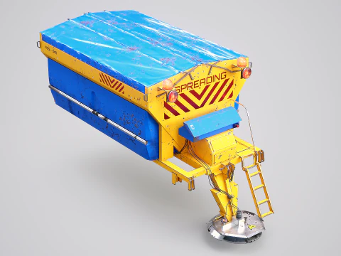 Model Penyebar Garam Jalan Berkarat - Peralatan Penghilang Salju Musim Dingin untuk Truk Model 3D