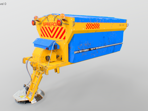 Modelo enferrujado de espalhador de sal rodovi&aacute;rio - equipamento de remo&ccedil;&atilde;o de neve de inverno para caminh&otilde;es Modelo 3D