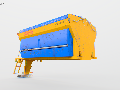 Modelo enferrujado de espalhador de sal rodovi&aacute;rio - equipamento de remo&ccedil;&atilde;o de neve de inverno para caminh&otilde;es Modelo 3D