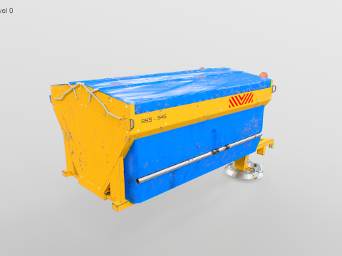Modelo enferrujado de espalhador de sal rodovi&aacute;rio - equipamento de remo&ccedil;&atilde;o de neve de inverno para caminh&otilde;es Modelo 3D