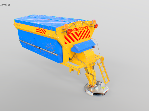 Modelo enferrujado de espalhador de sal rodovi&aacute;rio - equipamento de remo&ccedil;&atilde;o de neve de inverno para caminh&otilde;es Modelo 3D