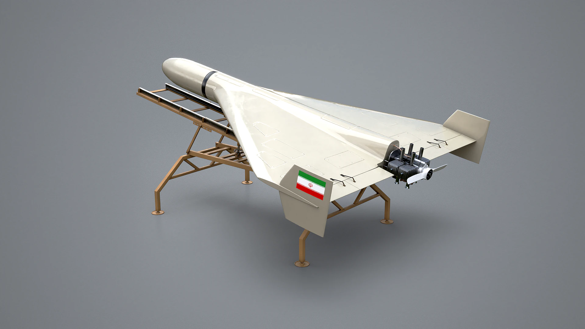 Shahed 136 Iran UAV Drone and Launch Ramp 3D Model .c4d .max .obj .3ds .fbx .stl .blend 