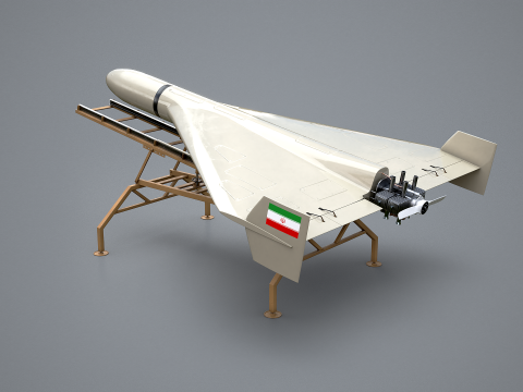 シャヘド 136 イラン UAV ドローンと発射台 3Dモデル