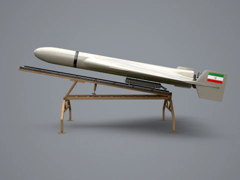 Shahed 136 Iran UAV Drone and Launch Ramp 3D Model