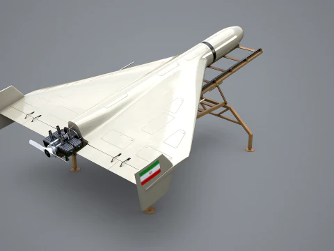 Shahed 136 Iran UAV Drone and Launch Ramp 3D Model