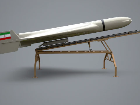 Shahed 136 Iran UAV Drone and Launch Ramp 3D Model