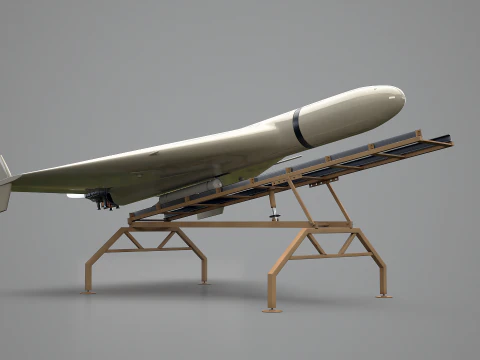 Shahed 136 Iran UAV Drone and Launch Ramp 3D Model