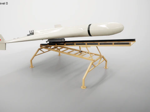 Shahed 136 Iran UAV Drone and Launch Ramp 3D Model