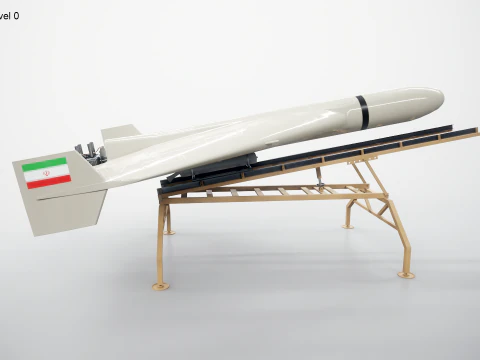 Shahed 136 Iran UAV Drone and Launch Ramp 3D Model
