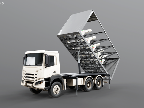 Shahed-136 Drone Launcher Truck - Sistema di lancio UAV militare Modello 3D