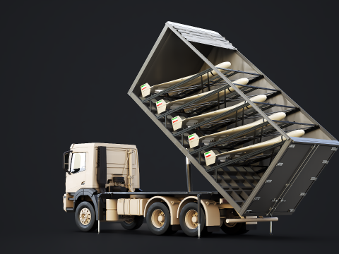 Shahed-136 Drone Launcher Truck - Sistema di lancio UAV militare Modello 3D
