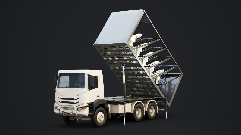 Shahed-136 Drone Launcher Truck - Sistema di lancio UAV militare Modello 3D .c4d .max .obj .3ds .fbx .stl .blend