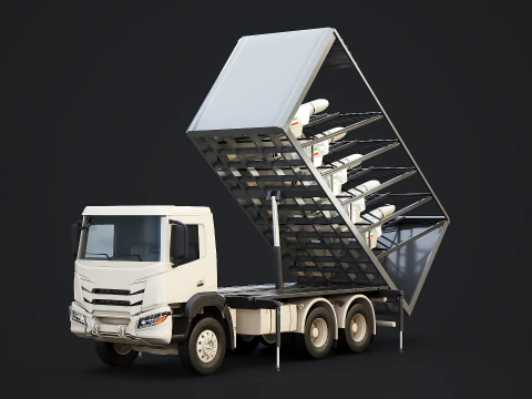 शहीद-136 ड्रोन लॉन्चर ट्रक - सैन्य यूएवी लॉन्च सिस्टम 3D मॉडल