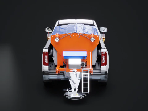 Snow Plow Pickup Truck - Winter Service Utility Vehicle with Spreader and Blade 3D Model