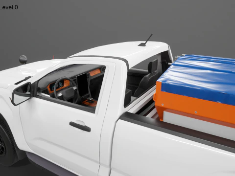 Snow Plow Pickup Truck - Winter Service Utility Vehicle with Spreader and Blade 3D Model