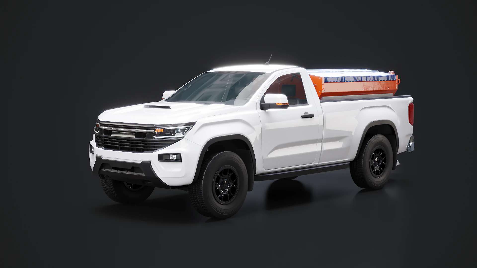 Pickup spazzaneve - Veicolo utilitario per servizio invernale con spargitore Modello 3D .c4d .max .obj .3ds .fbx .stl .blend 