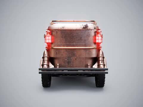 Steampunk Armored Van PBR Textured Vehicle 3D Model
