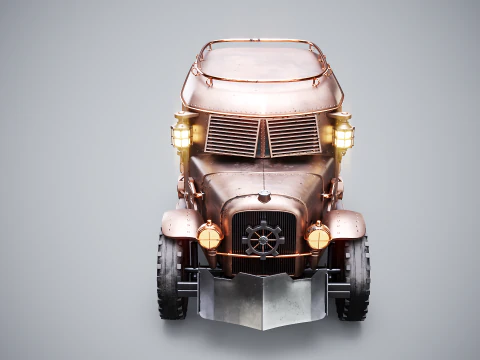 Steampunk Armored Van PBR Textured Vehicle 3D Model