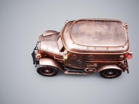 スチームパンク装甲バン PBR テクスチャ車両 3Dモデル