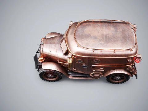 Steampunk Armored Van PBR Textured Vehicle 3D Model