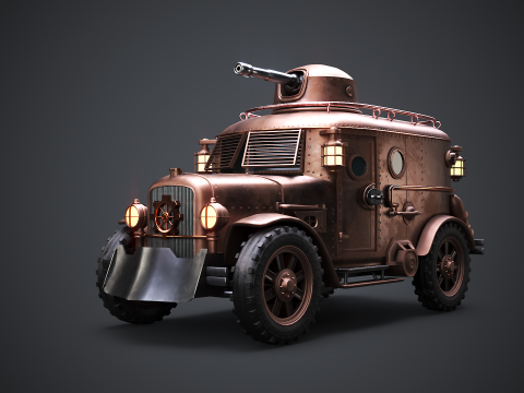 Furgone blindato Steampunk Modello 3D