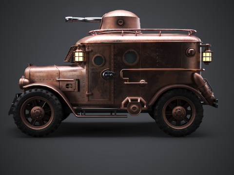 Furgone blindato Steampunk Modello 3D