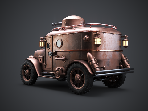 Furgone blindato Steampunk Modello 3D